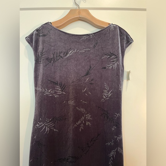 NWT Vtg 90s Y2K Hillard&Hanson gray silver velvet maxi whimsigoth evening dress - Picture 2 of 10